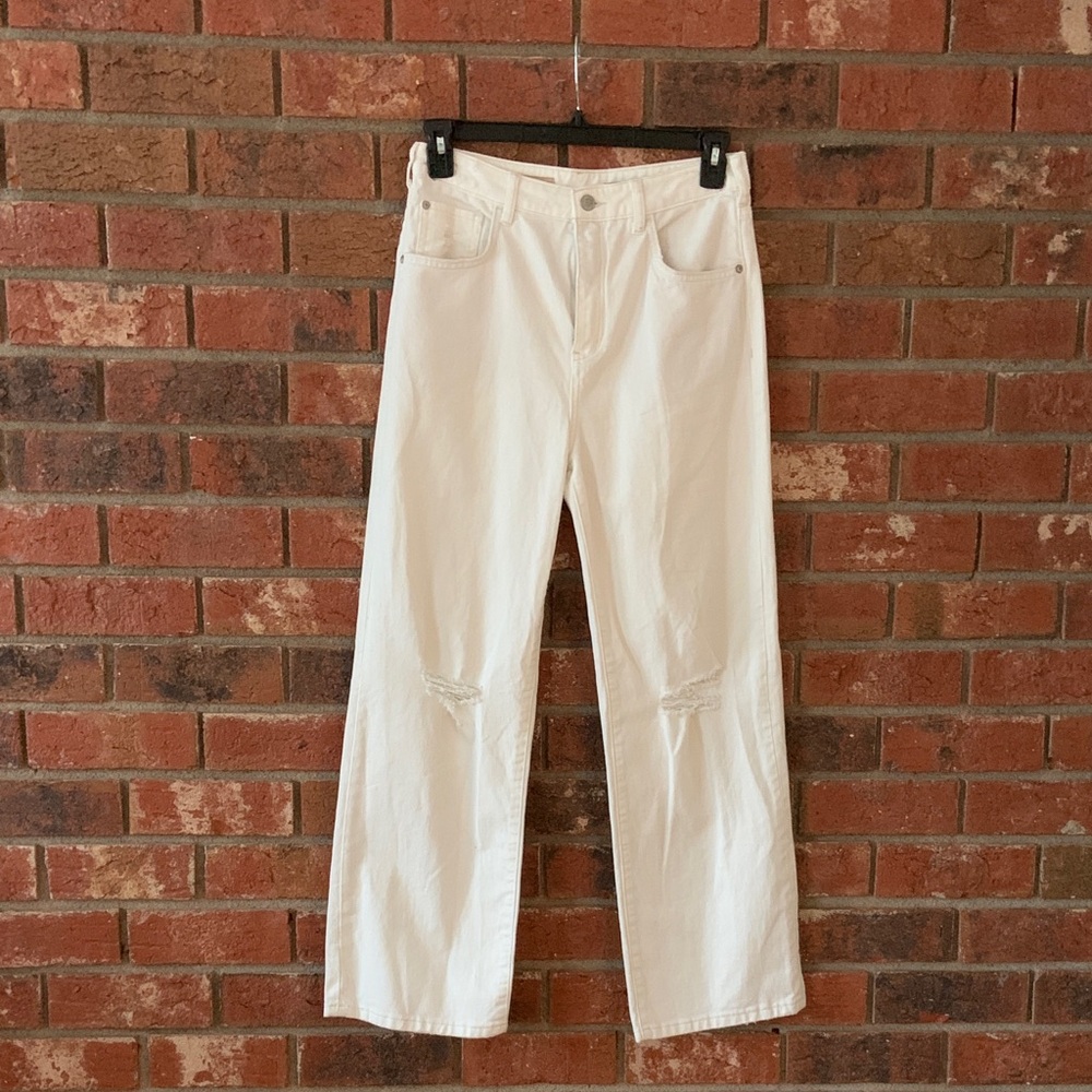 LAST CHANCE! Pilcro Women's Joey High Rise Wide Leg White Jeans - Picture 2 of 9